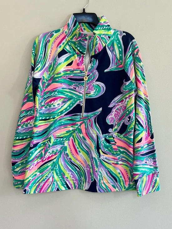Lilly Pulitzer UPF 50+ Skipper Half Zip Long Sleeve Popover Bright Multicolor, M - Picture 1 of 11